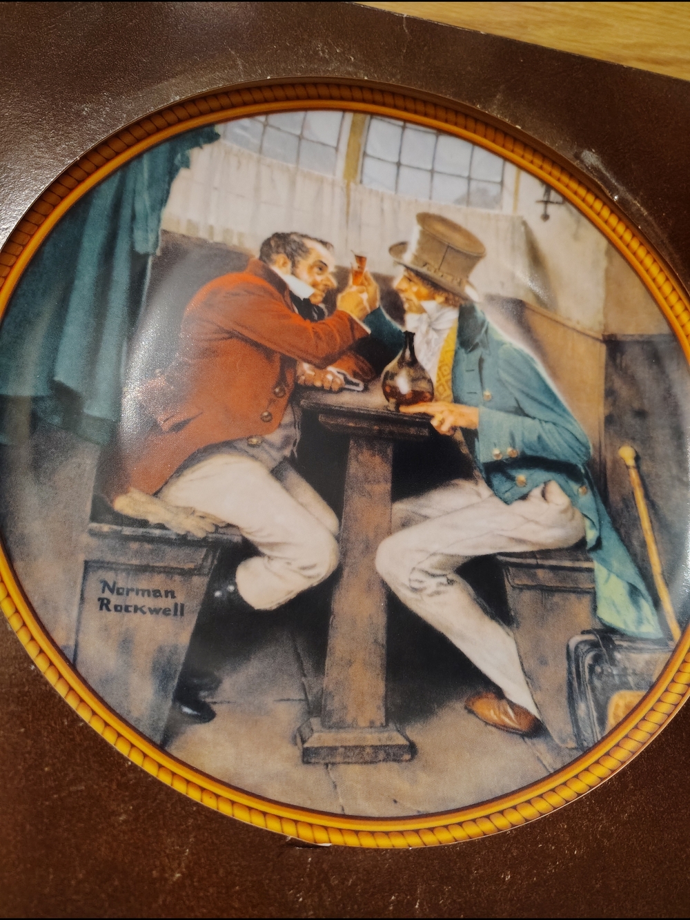Vtg Norman Rockwell Clinching The Deal Plate COA Edwin M Knowles w/ Book Case